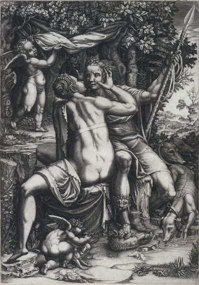 Venus en Adonis door Giorgio Ghisi